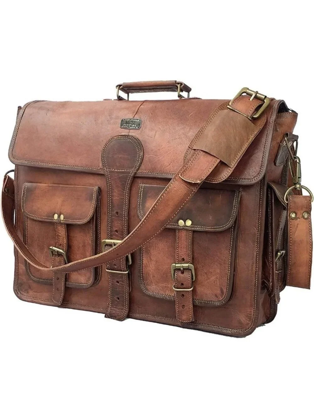 Vintage Handmade Leather Messenger Bag - 16